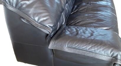 Ligne Roset black leather sofa