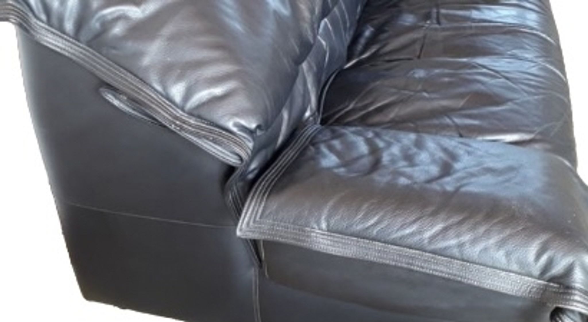 Ligne Roset black leather sofa