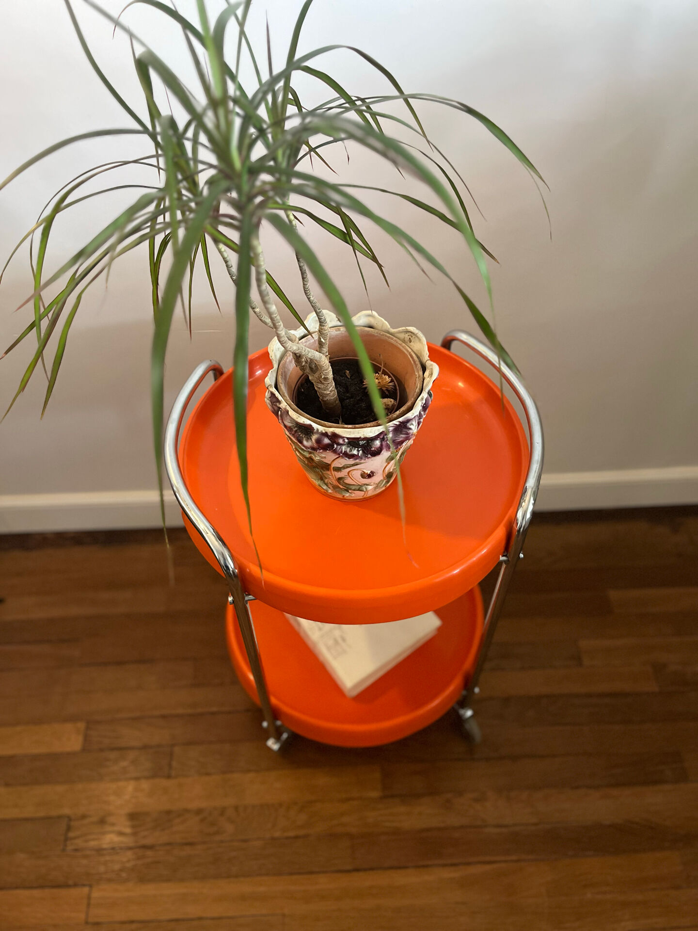 Bat chariot desserte vintage Space Age orange vintage