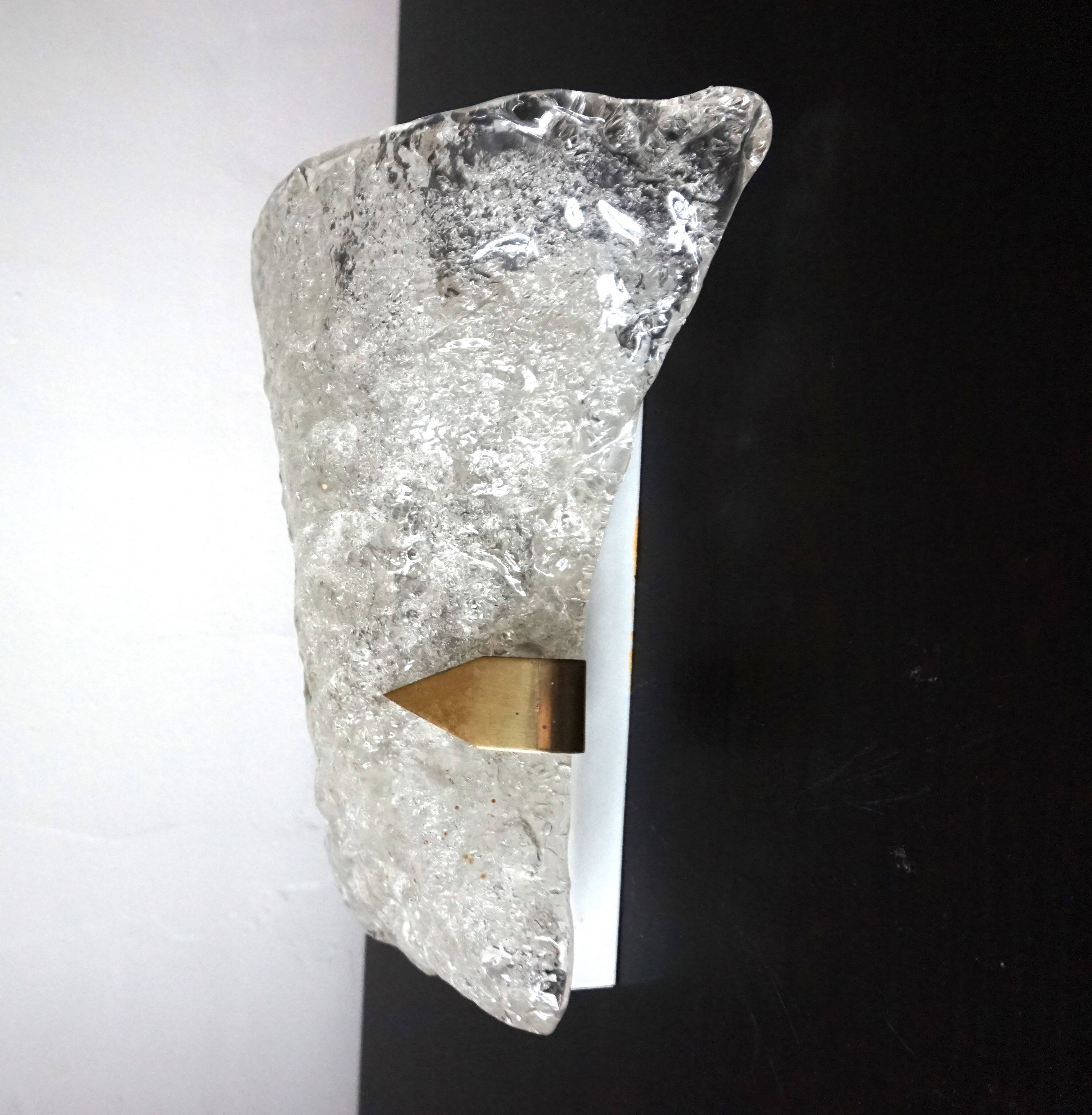 Hillebrand Murano ice glass wall lamp by Egon Hillebrand, 1960