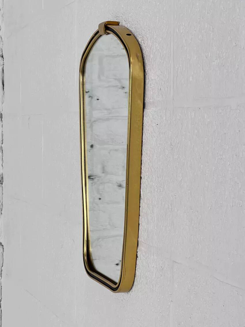 Rear view mirror and free form from the 60s brass frame highlighted with black