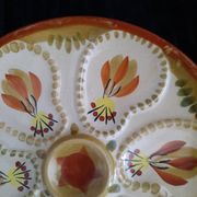 Oyster plate HB Henriot Quimper grey 23 cm Breton floral decoration