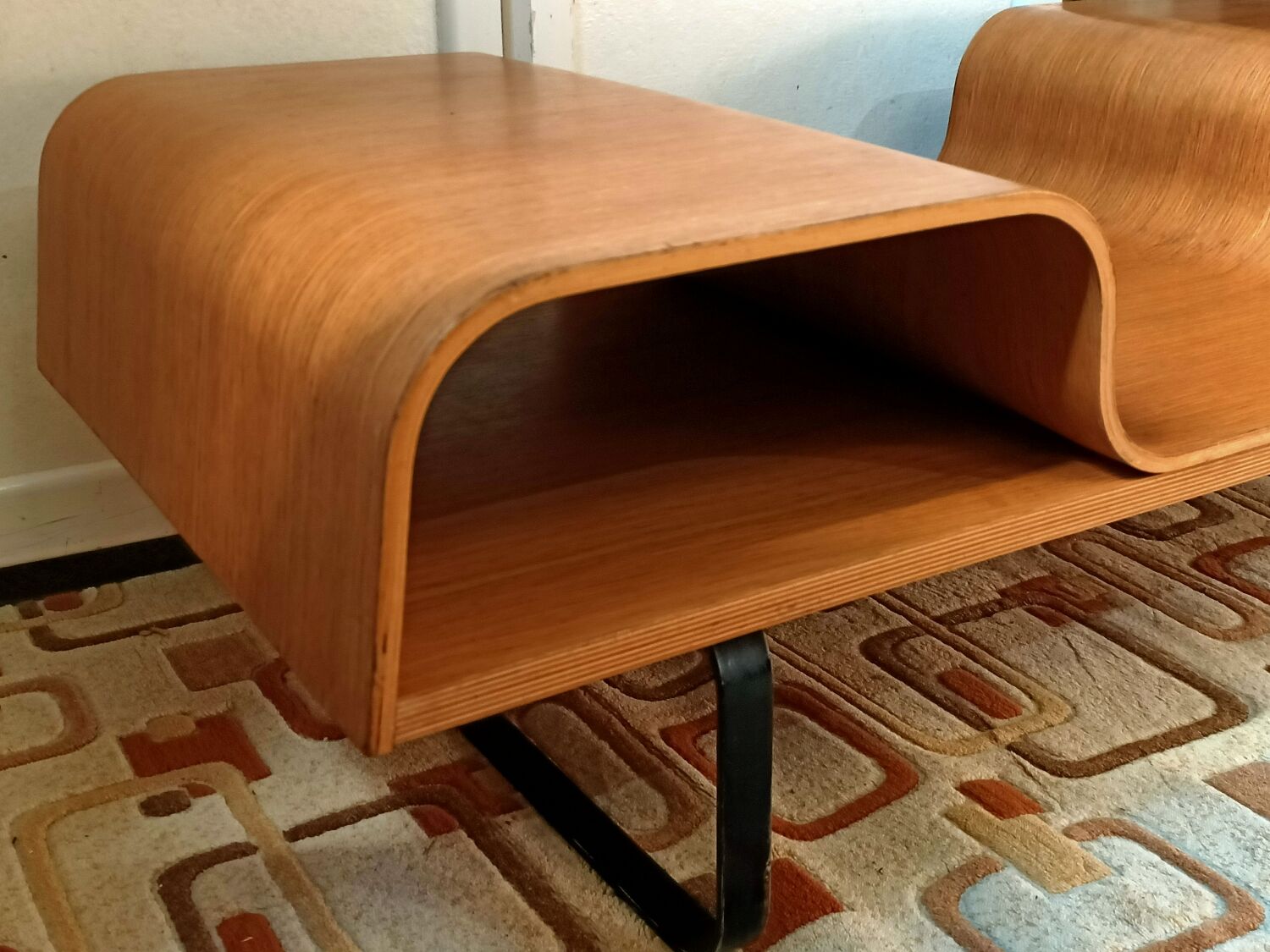 Curved wooden coffee table