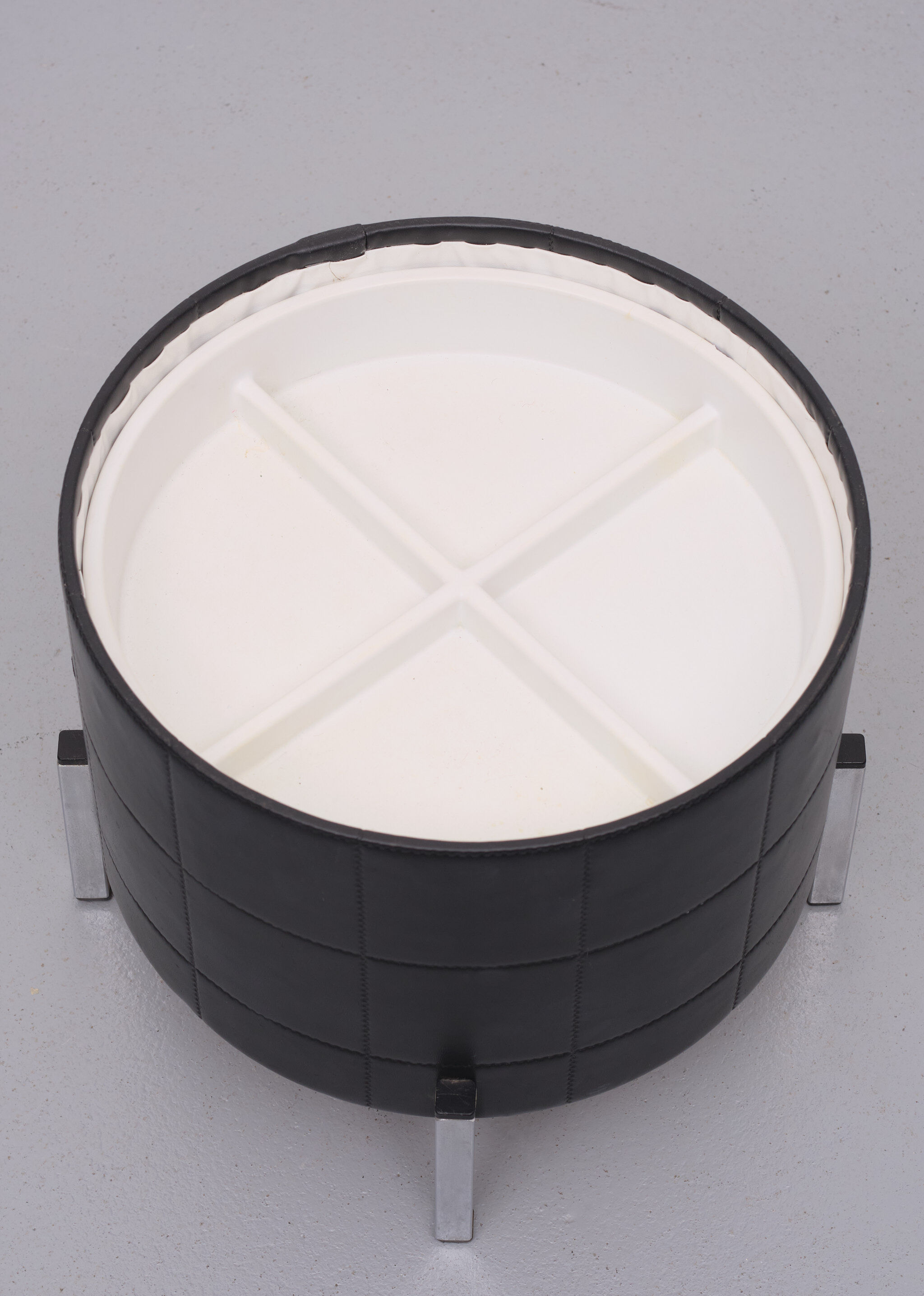 Black Faux Leather Sewing Stool, 1960s