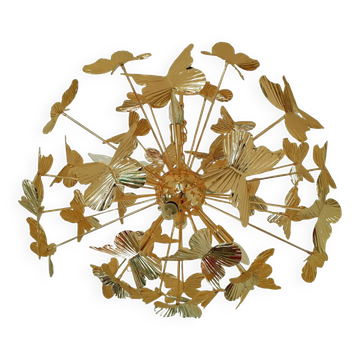 Striped brass chandelier