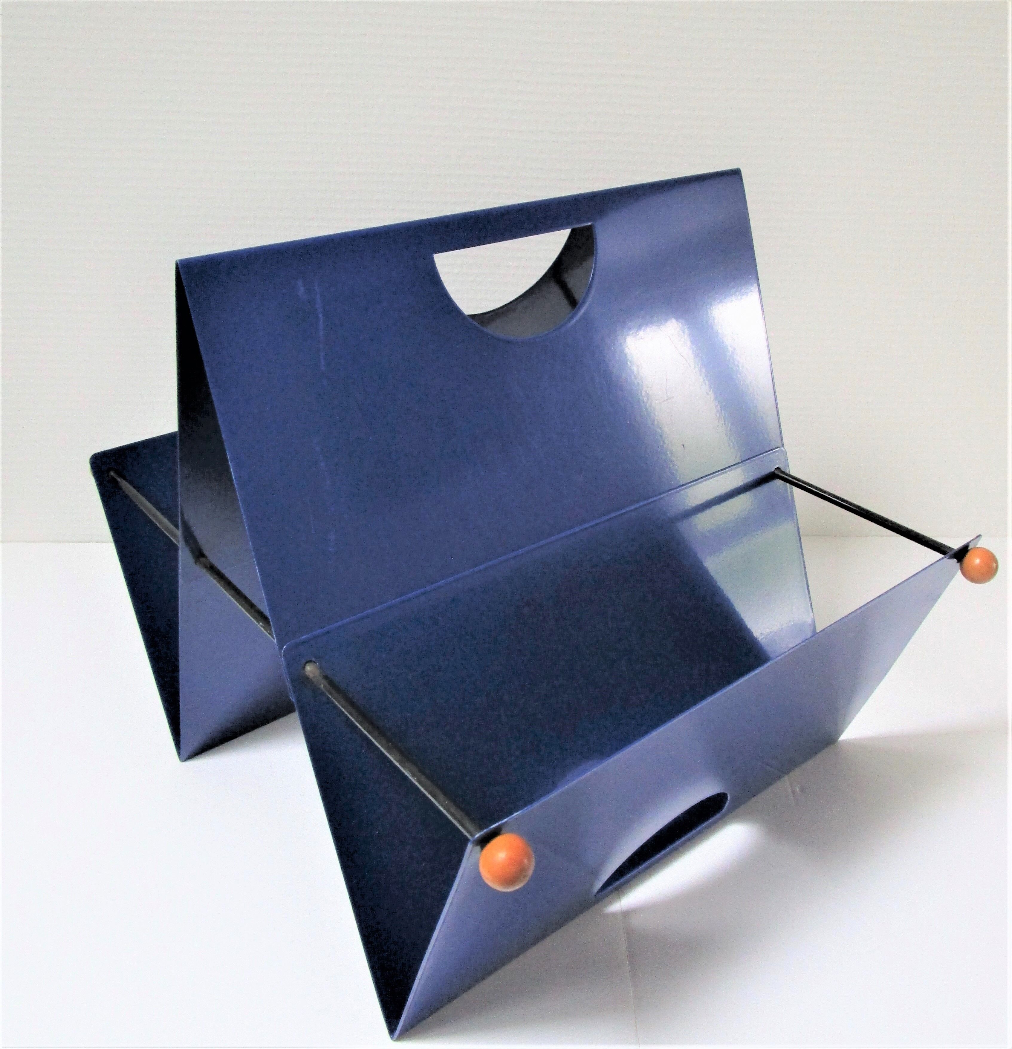 Blue metal magazine holders design 80s