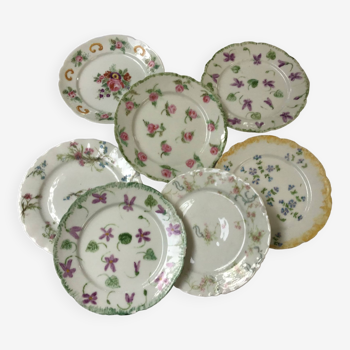 7 small plates in fine Limoges porcelain