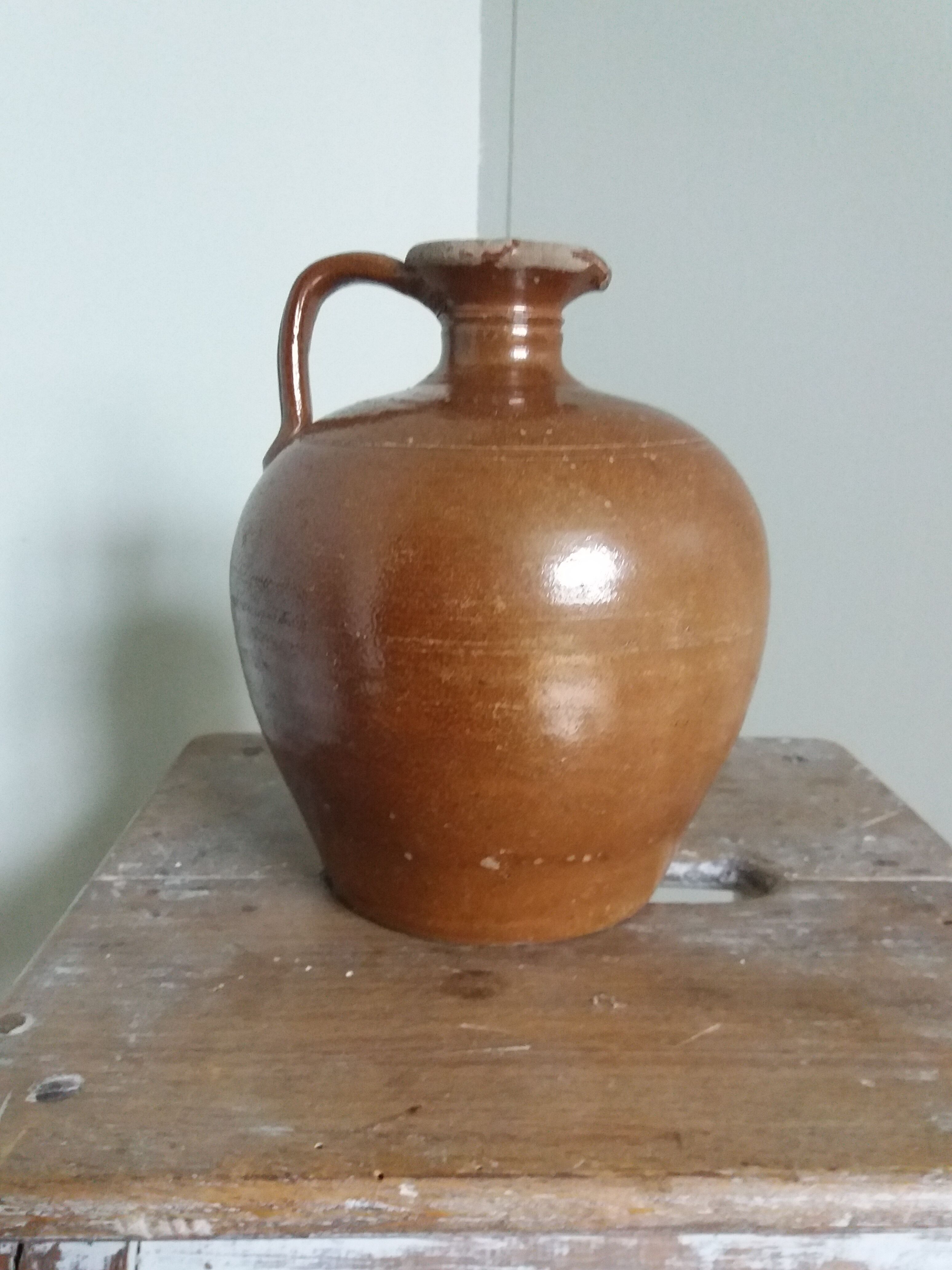 Terracotta pitcher pottery glazed stoneware