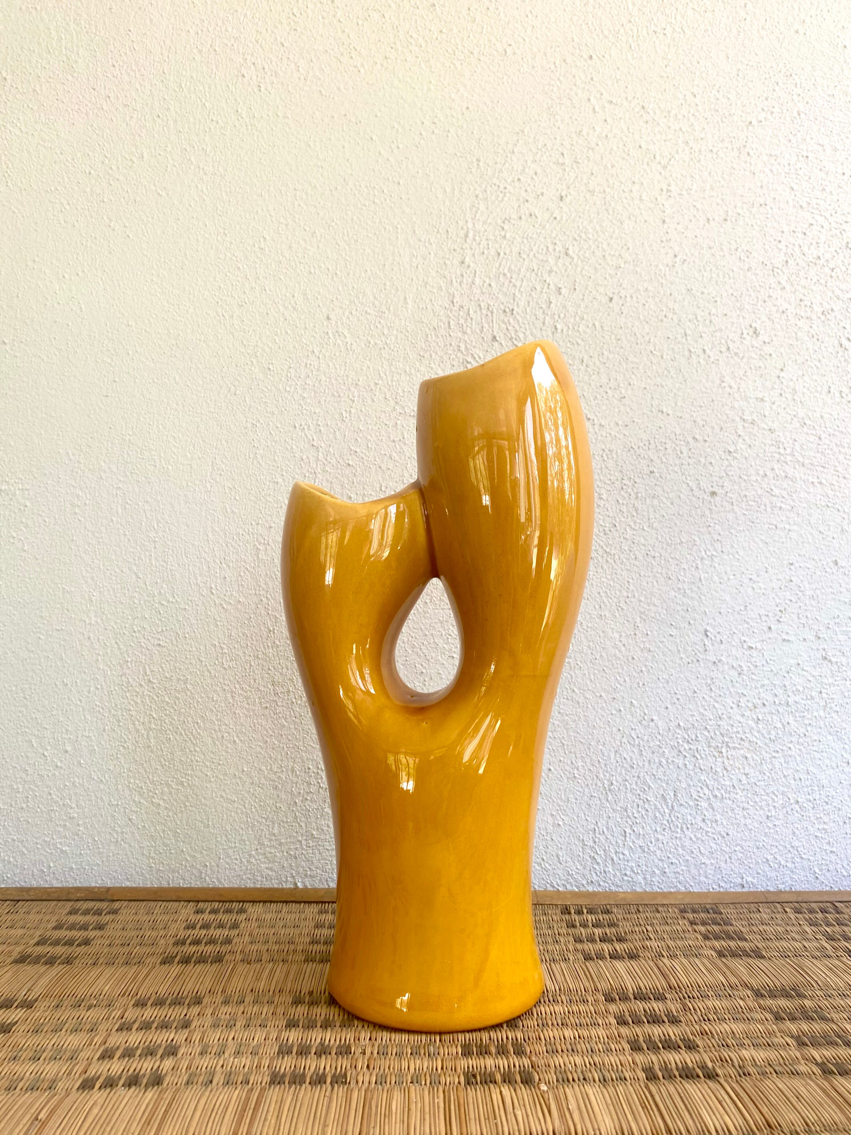 Glazed double ceramic vase