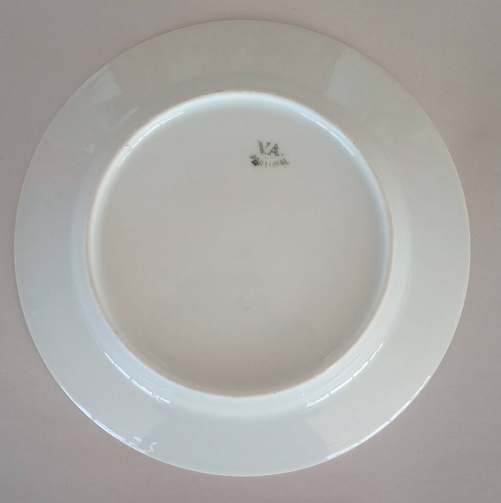 Vintage Vista Alegre 4 Dessert Porcelain Plates Hand Painted with Pink Rose