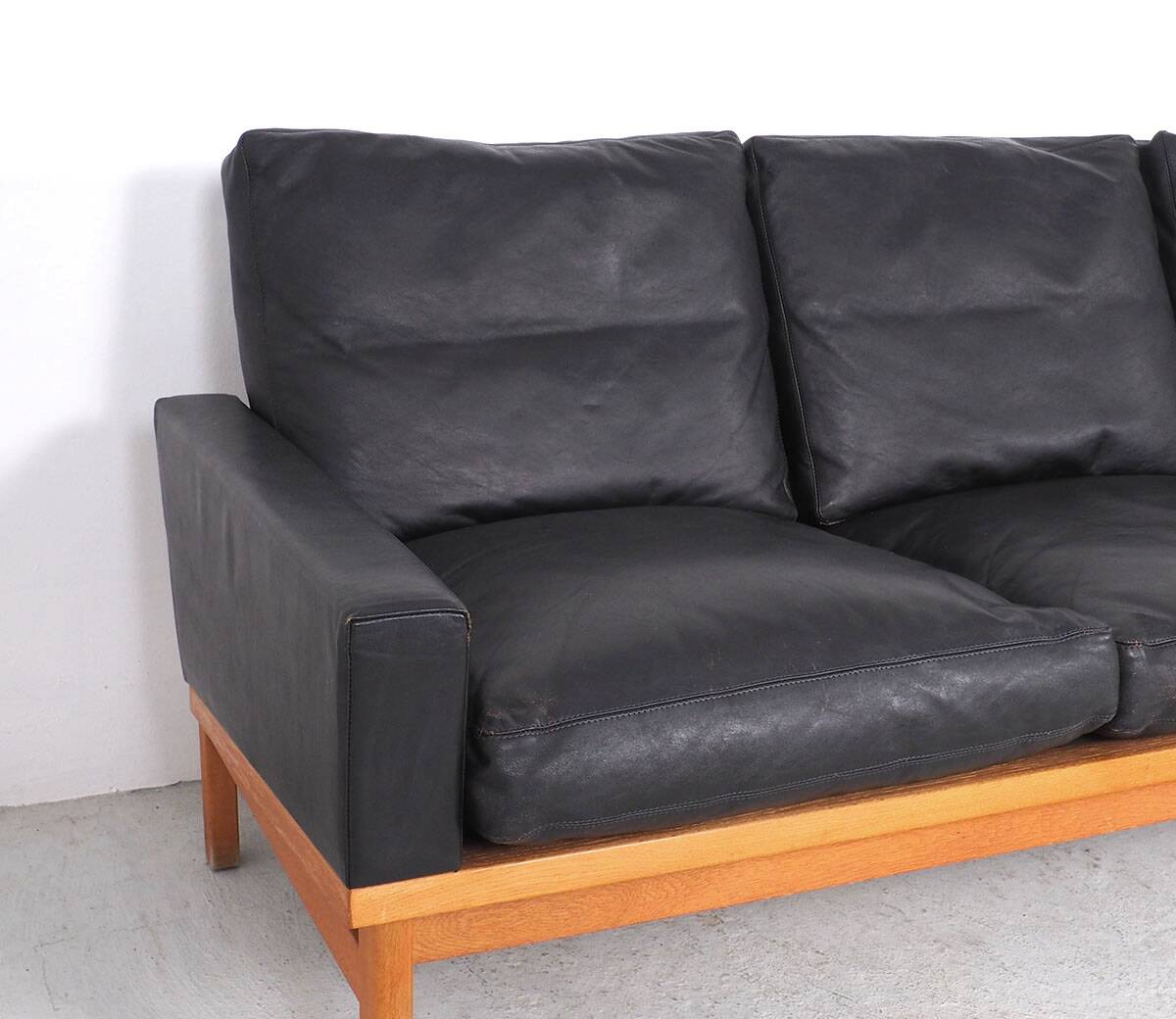 Vintage Black Leather Sofa by Poul M. Volther for Erik Jørgensen, 1960s