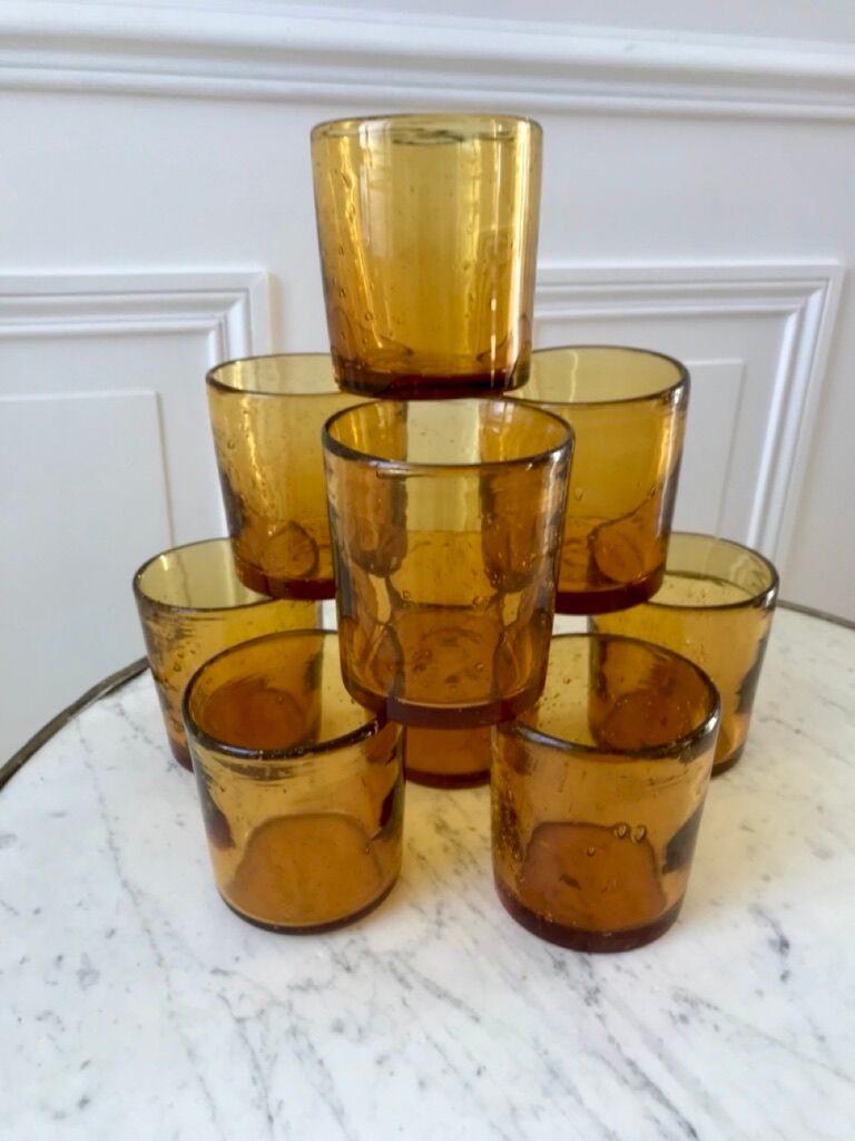 set of 9 bubbled glass water glasses from Biot 70s