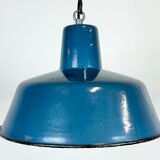 Industrial blue enamel factory pendant lamp 1960s