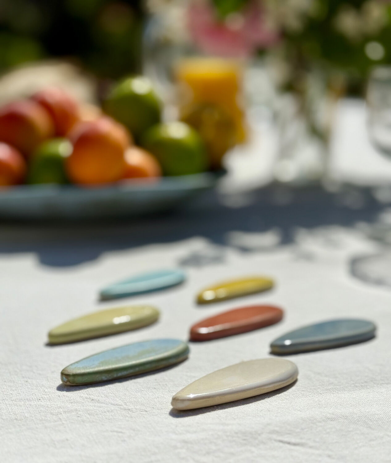 Set of 6 stoneware knife holders