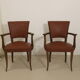 Pair of vintage bridge armchairs year 60 in imitation rust leather.
