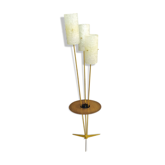 Lampadaire vintage tripode laiton perpex