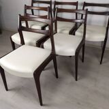 6 white leather Scandinavian chairs