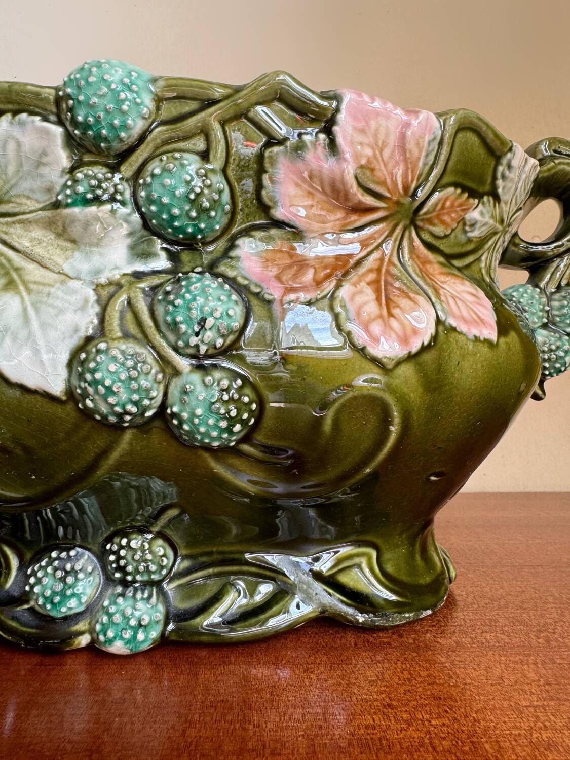 Old Art Nouveau majolica planter