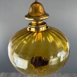 Pair of vintage amber blown glass lantern pendant lights, 20th century