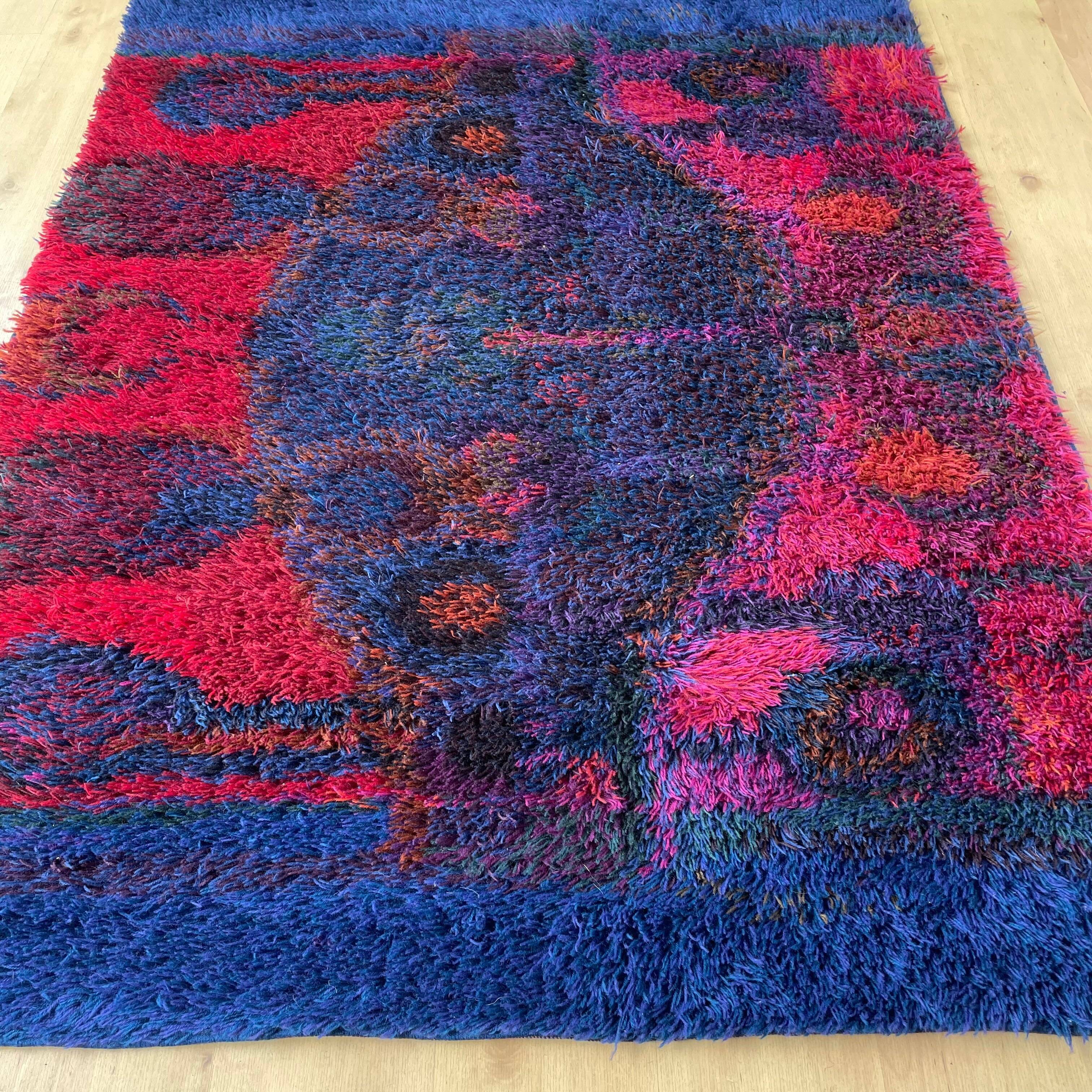 Original scandinavian rya rug by oili mäki for finnrya oy ab, finland