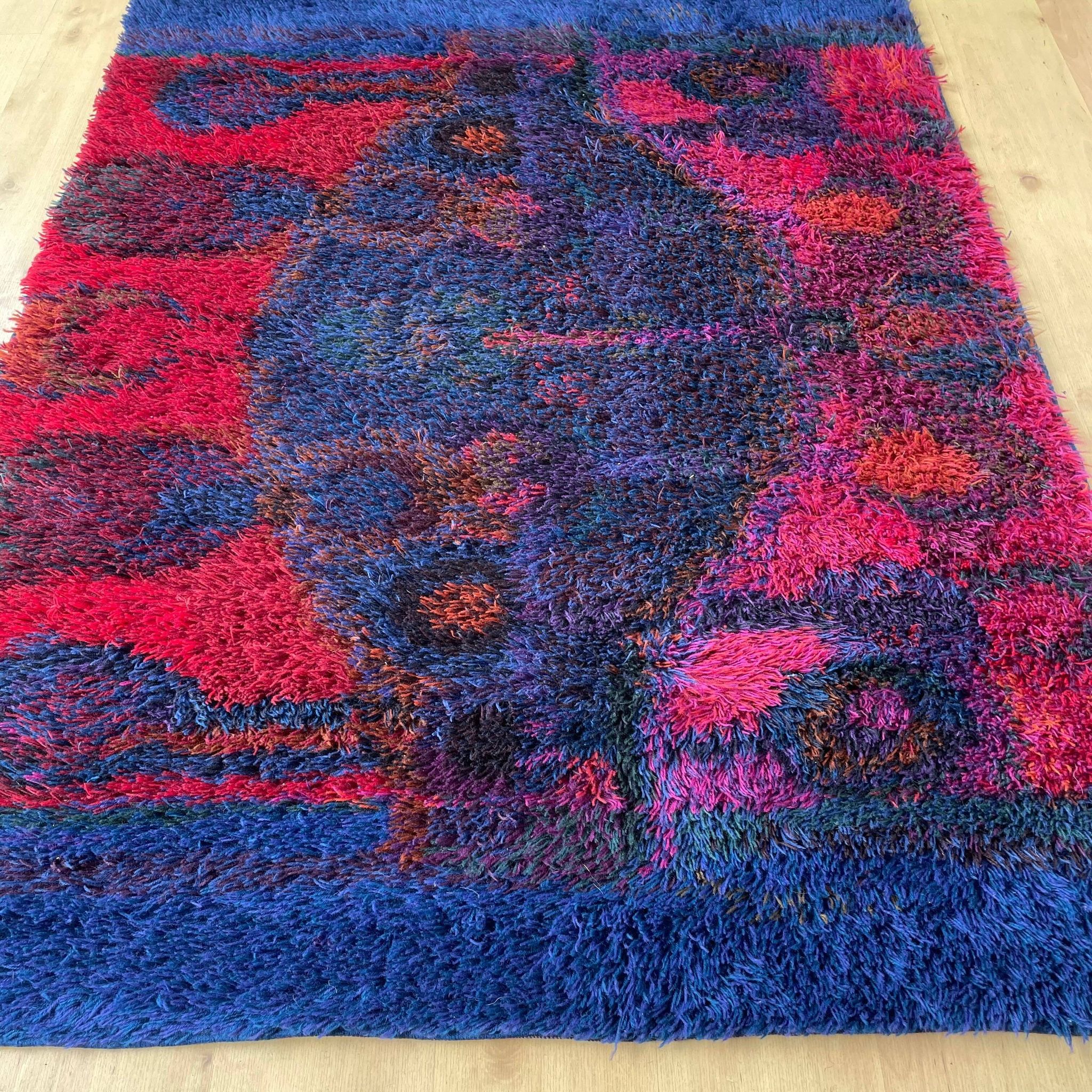 Original scandinavian rya rug by oili mäki for finnrya oy ab, finland