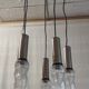 5-light chrome metal and molded glass pendant light - 70's