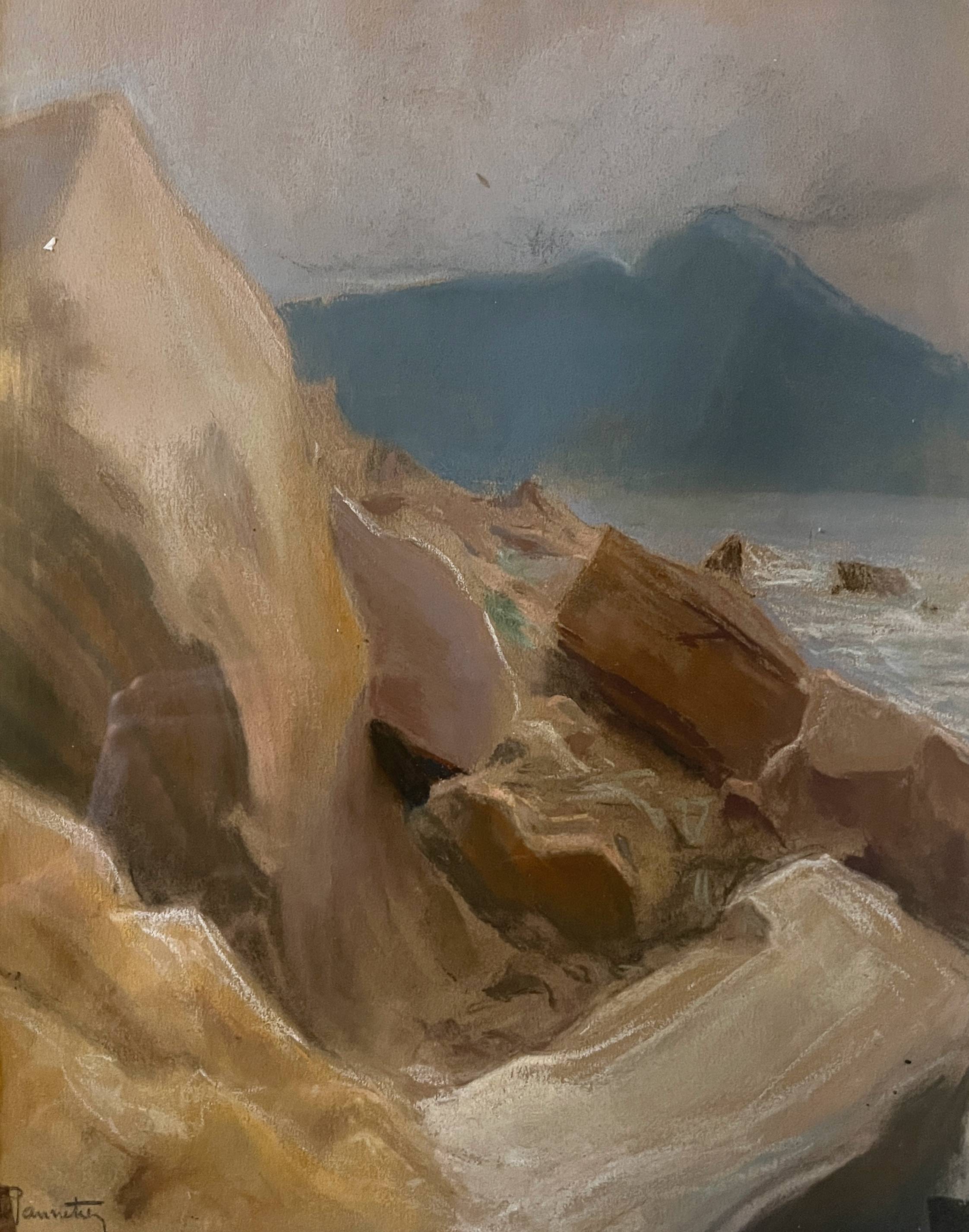 Tableau Pastel Ed. Pannetier (1884-1965) Marine