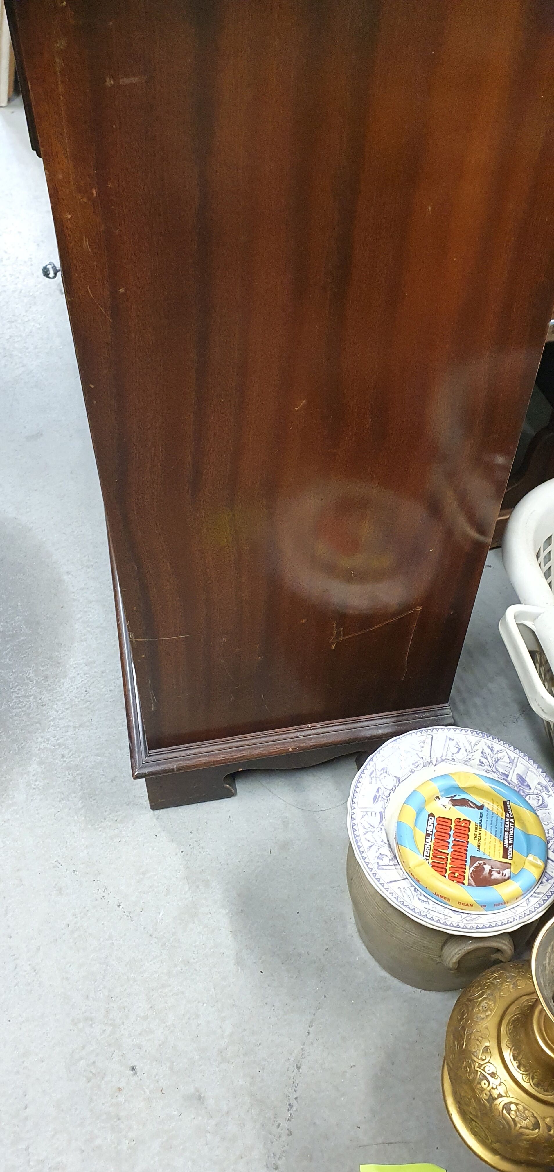 English showcase, two bodies, solid mahogany an of the 50s