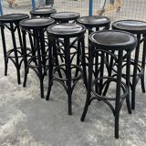Lot de 8 tabourets de bar vintage en bois