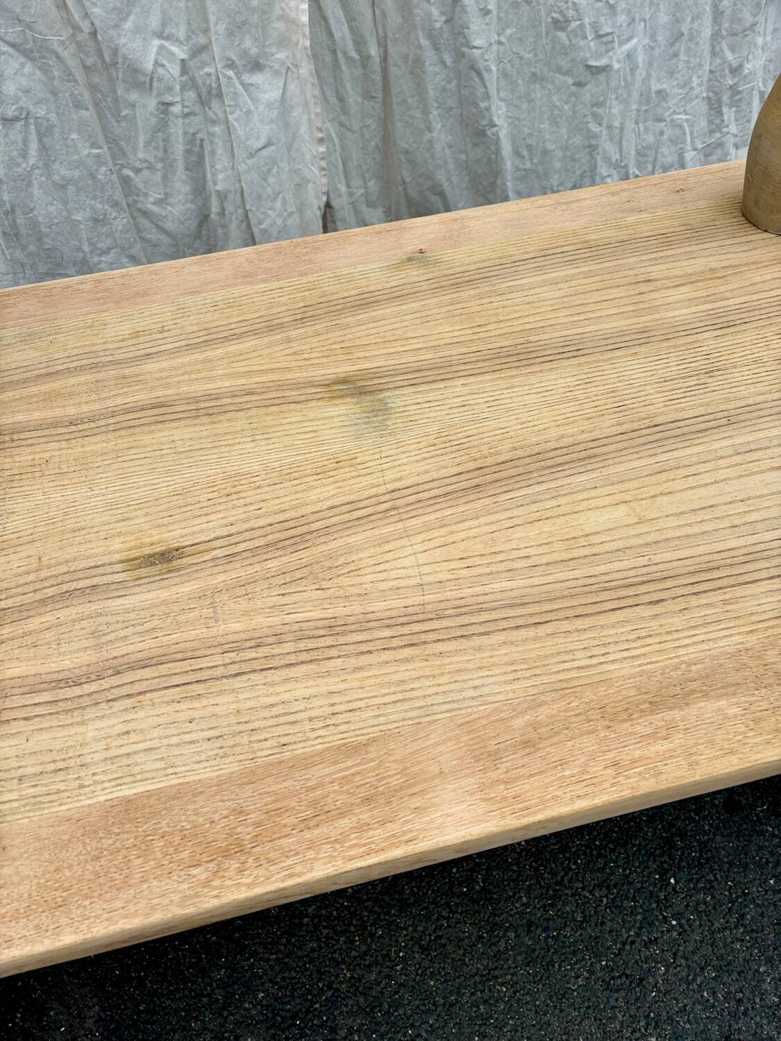 Raw wood farmhouse table