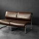 Vintage Mid-Century German Modern 2-Seater Brown Steel Frame Lounge Sofa