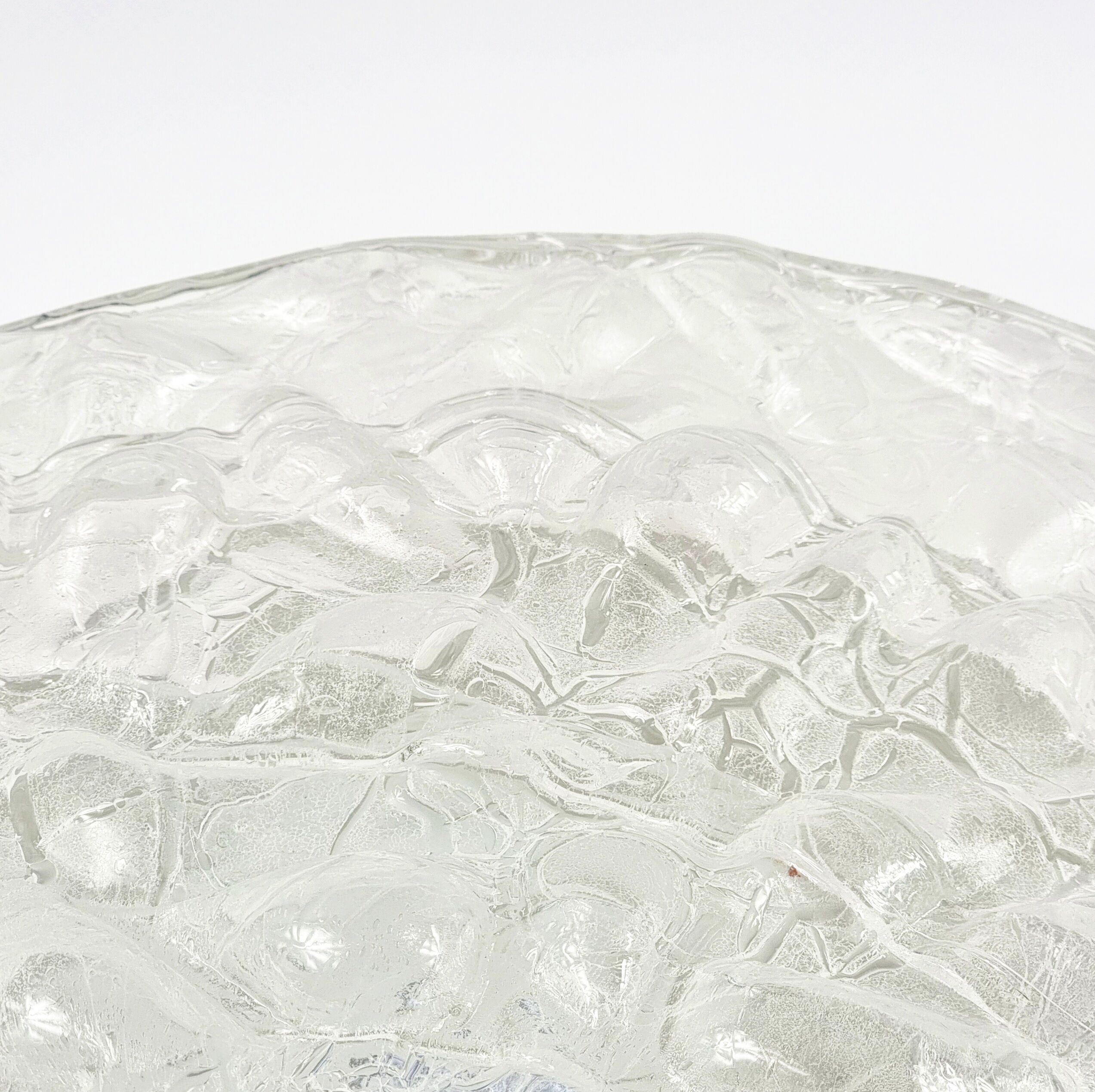 Large Murano Ice Glass Flush Mount/Ceiling Light from Doria Leuchten, Germany, 1960s