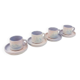 Vintage coffee service earthenware Salins-les-Bains hand-painted for 4 people