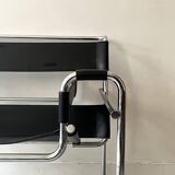 Wassily tubular armchair in chrome & black leather, designed by Marcel Breuer in 1970.