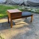 Vintage teak telephone bench with vinyl seat, 1960s