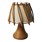 Vintage table lamp by Louis Sognot in wicker/bamboo - 1950s/60s