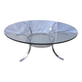 Table de salon verre et chrome
