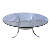 Glass and chrome living room table