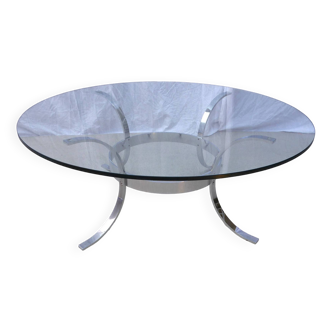 Glass and chrome living room table