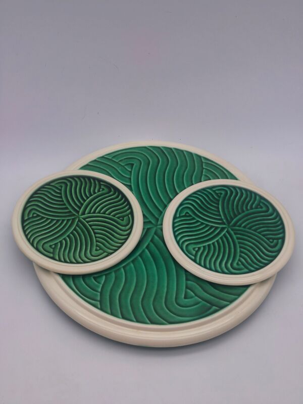 Ensemble de dessous de plat Sarreguemines vert – Céramique vintage