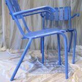 Pair of ultramarine blue garden or patio armchairs