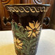 Antique white wine cooler in glazed ceramic – flora decoration
