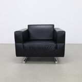 Lounge Chair in Leather and Chrome by Molinari