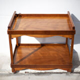 Wooden service with wheels, rolling trolley, rolling bar, wooden lounge furniture, vintage