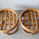 Two vintage rattan ottomans
