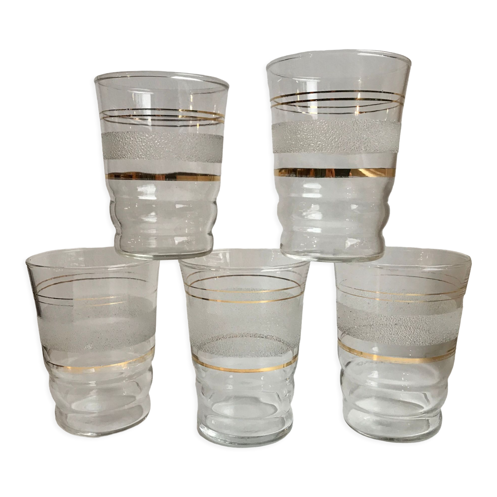 Lot de 5 verres à eau granité années 50
