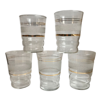 Lot de 5 verres à eau granité années 50