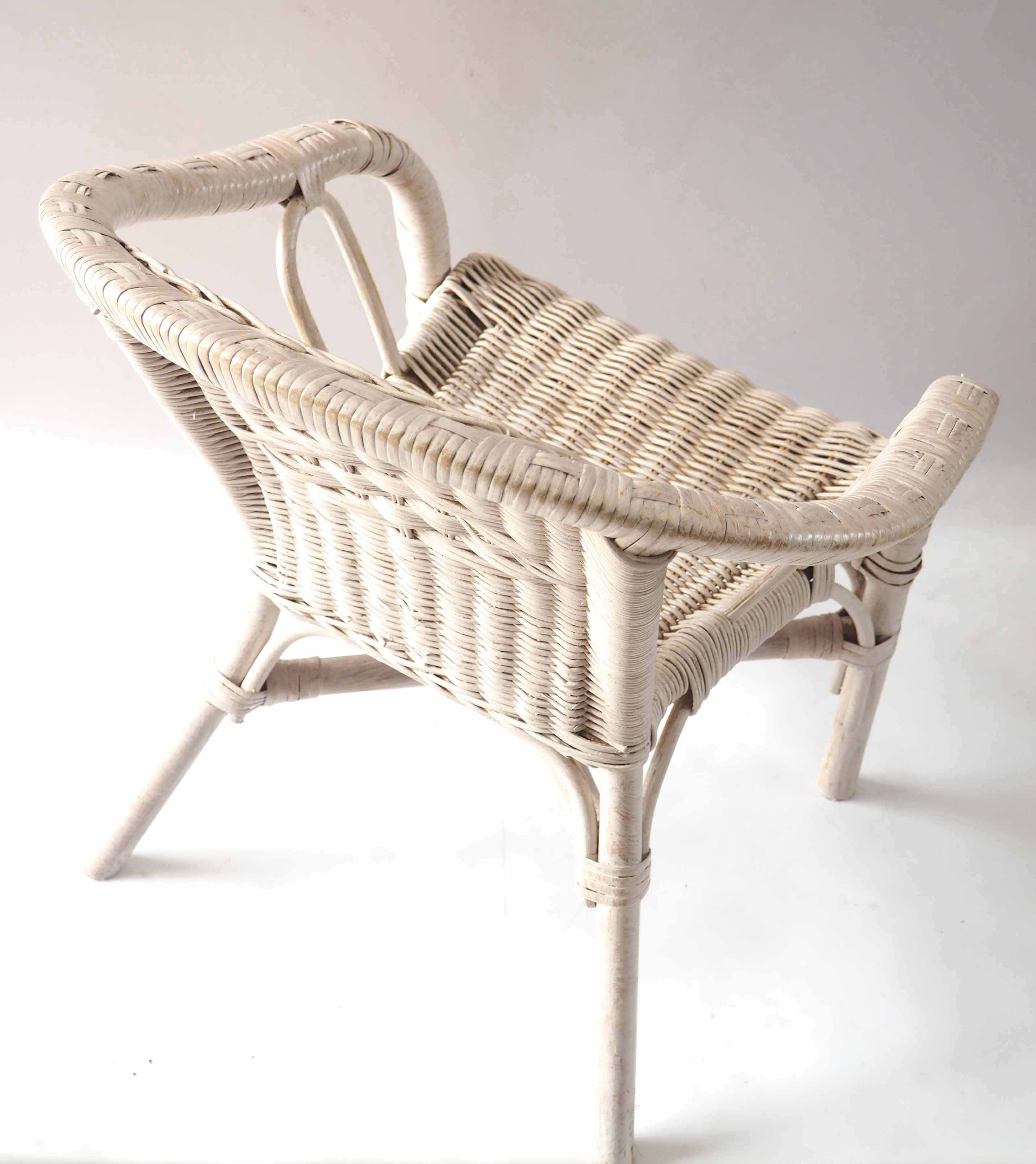 Fauteuil rotin enfant blanc