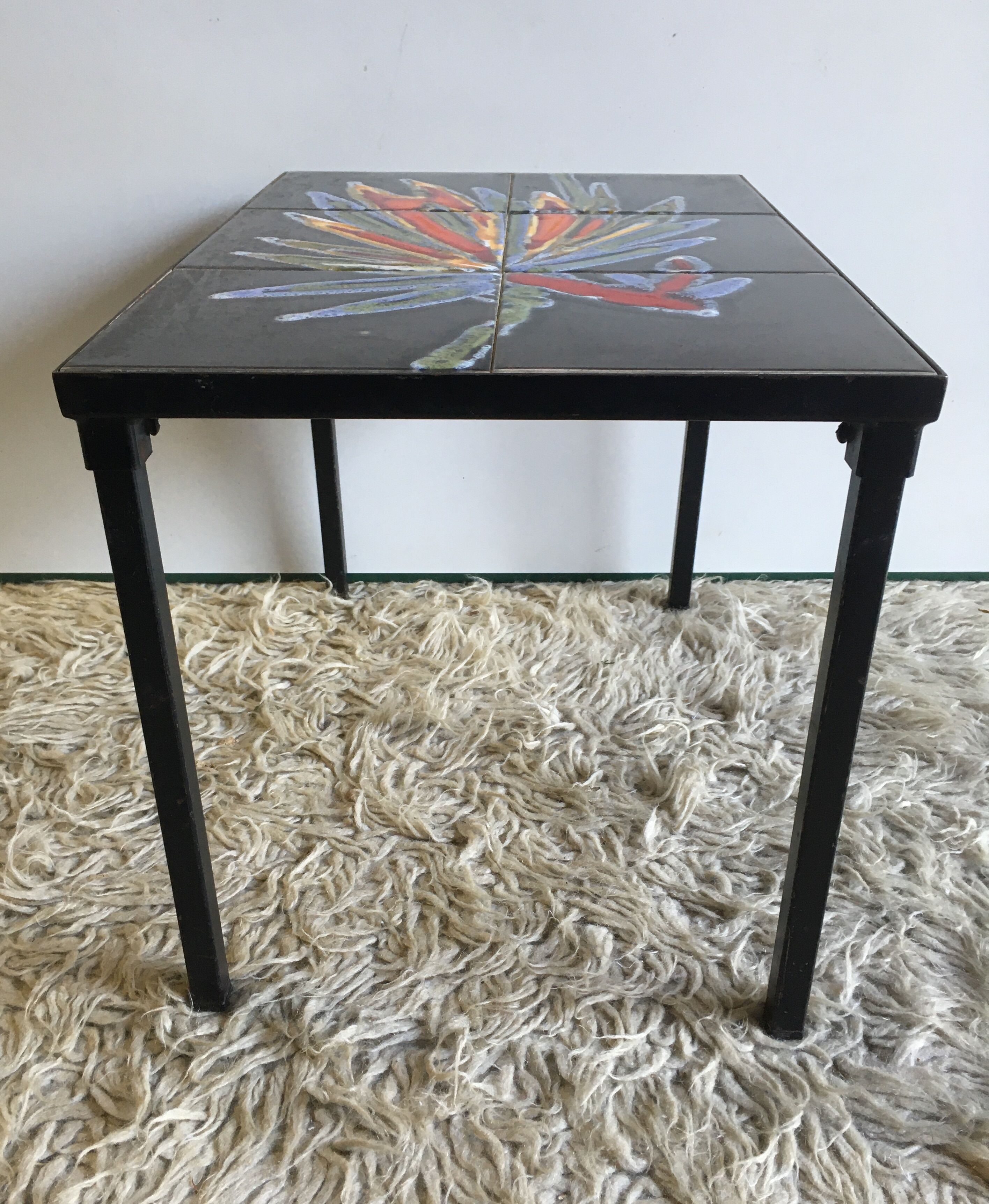 Metal and ceramic coffee table - 60s