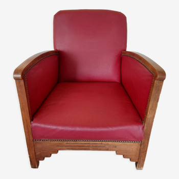 Raspberry red art deco armchair